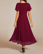 R&B | Kleid mit V-Ausschnitt und Rüschenärmeln