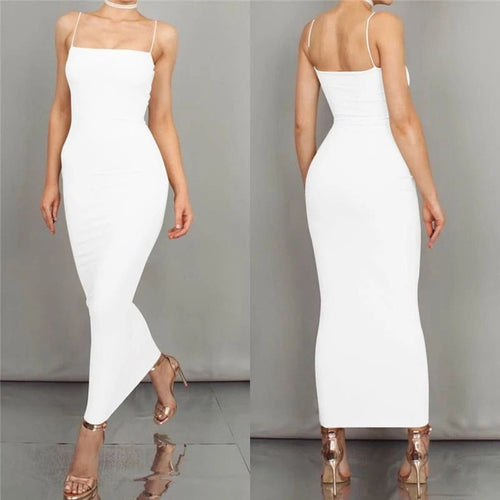 R&B | Bodycon Kleid Midi Länge Spaghettiträger Elegant und Figurbetont