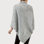 R&B | Asymmetrischer Poncho mit Knöpfen Stricktextur Moderner Stil