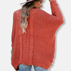 R&B | Woll Übergroßer Cardigan Gerippter Offener Fronttaschen Cardigan