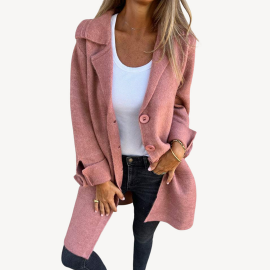 R&B | Frauen Wollmischung Langjacke mit Knopfverschluss