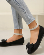 Presley | Flache Slip-on-Schuhe mit Schleife und runder Zehenpartie