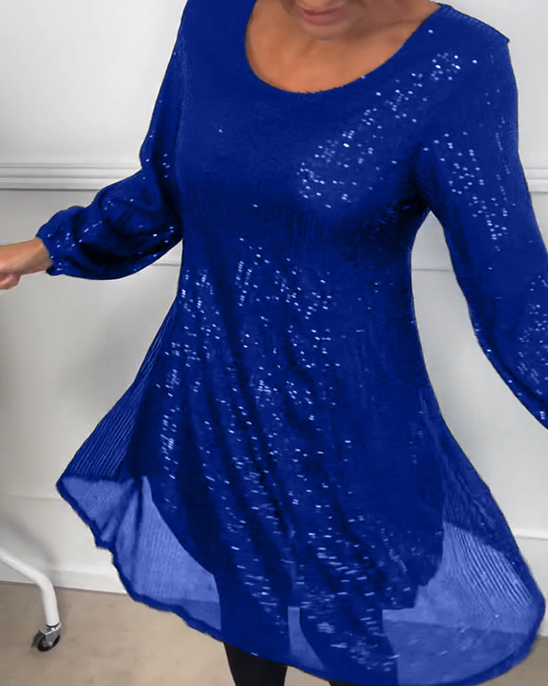 R&B | Elegante Laterne Ärmel Pailletten A-Linie