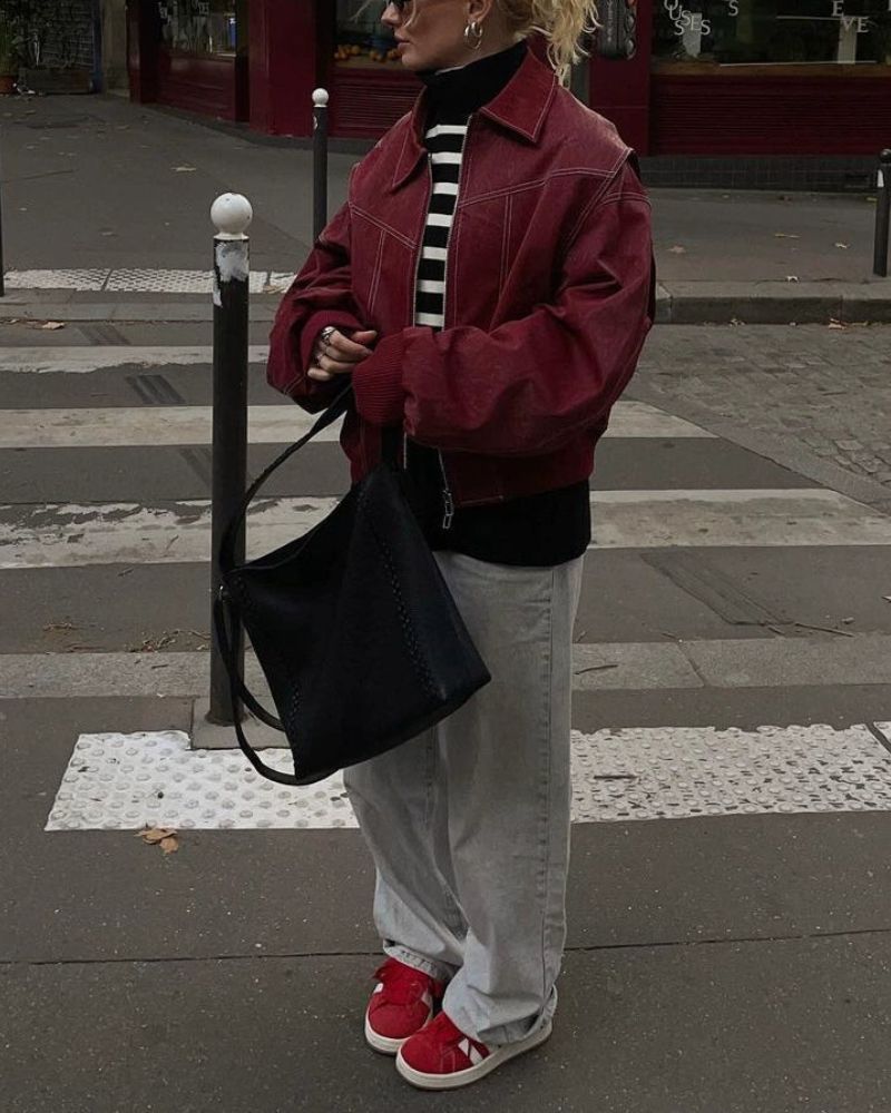 R&B | Übergroße Genähte Lederjacke