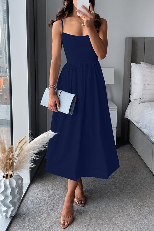 R&B | Spaghetti-Träger A-Linie Midi Kleid