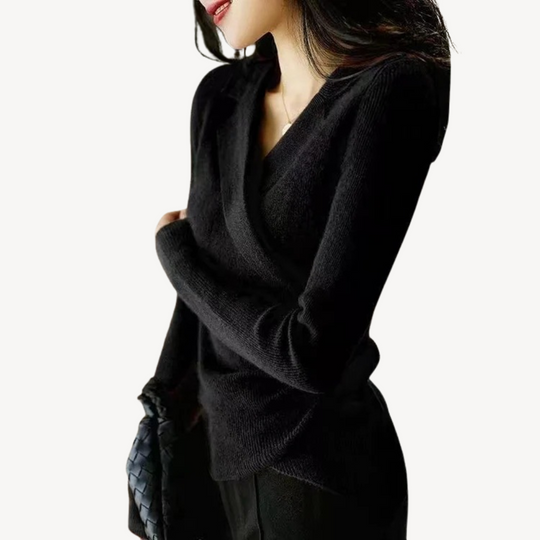 R&B | Damen Strick-Wickel V-Ausschnitt Pullover