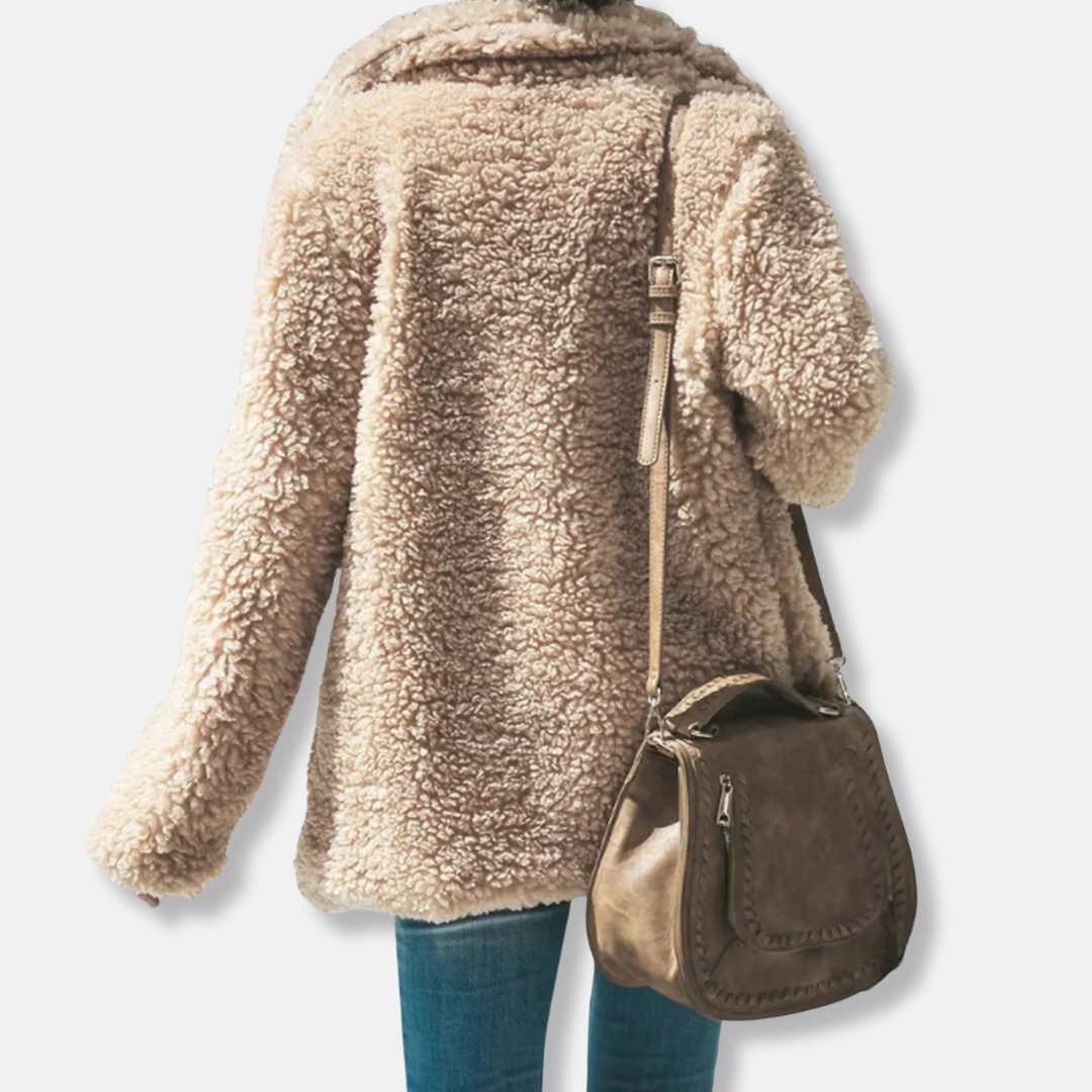 R&B | Fleece Teddy Mantel | Oversized Reverskragenmantel