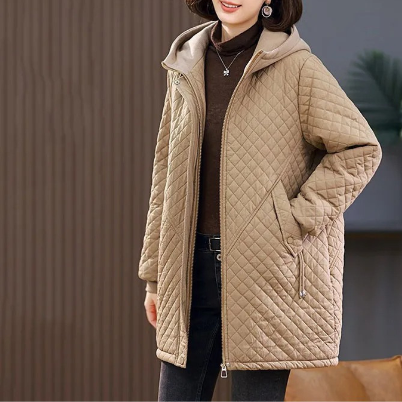 R&B | Warme fleecegefütterte gesteppte Jacke in einfarbiger Ausführung mit Reißverschluss Ideal für Herbst/Winter