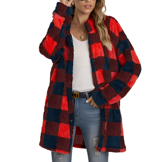 R&B | Stilvolle lange Damen-Karojacke