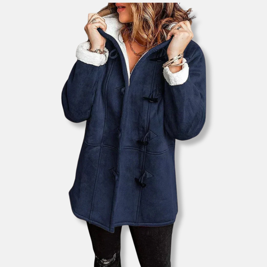 R&B | Jacke Fleece Kapuze Knopfverschluss Lässiger Schnitt Mittel-Lang