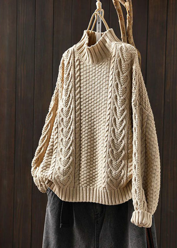 R&B | Locker Sitzender Hoher Hals Kabelstrickpullover Ideal für den Winter