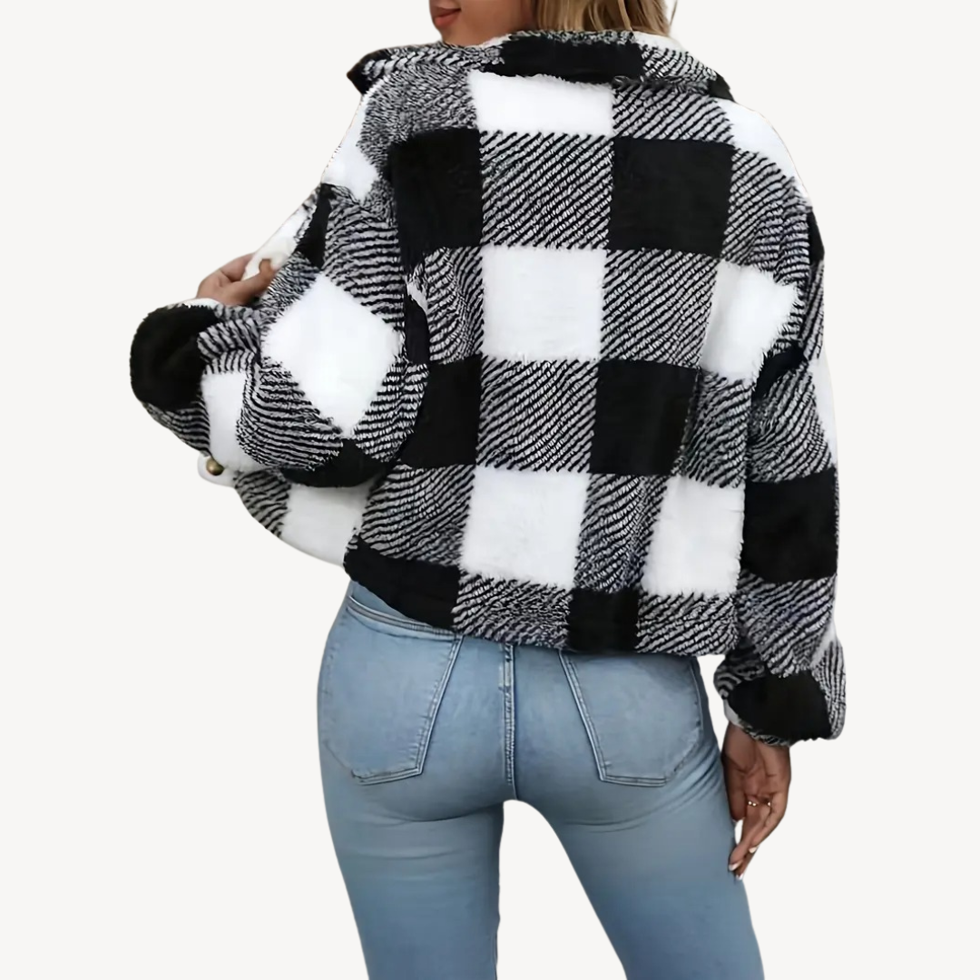 R&B | Damen Karierte Sherpa Jacke