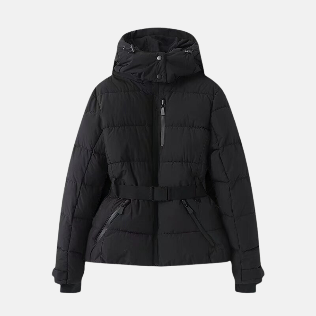 R&B | Puffer-Jacke – Gequiltet Isoliert – Taillengürtel – Kapuze Hoher Kragen