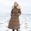 R&B | Lange Winterjacke - Puffer-Design - Kunstfellkapuze - Taillierter Gürtel - Warm und Isolierend