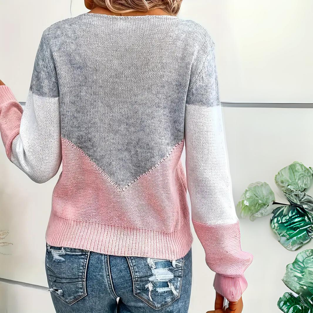 R&B | Sweater - Colorblock Strickpullover mit Netzdetails