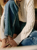 R&B | Kabelstrickpullover mit Knöpfen Weich und Warm Perfekt für Den Alltag