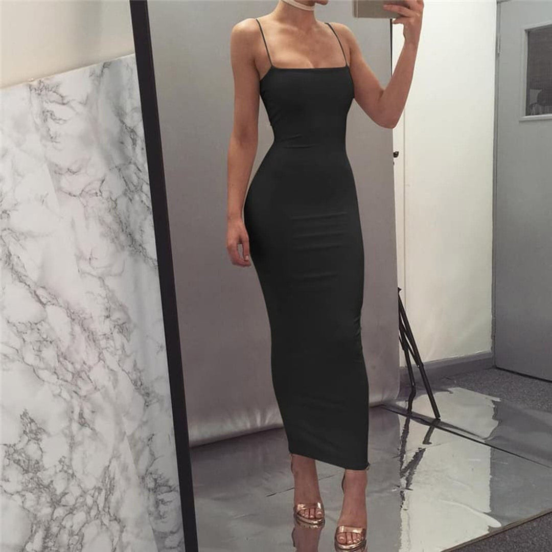 R&B | Bodycon Kleid Midi Länge Spaghettiträger Elegant und Figurbetont