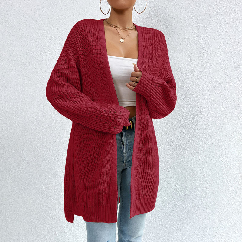 R&B | Einfarbige Elegante Strickjacke mit Taschen