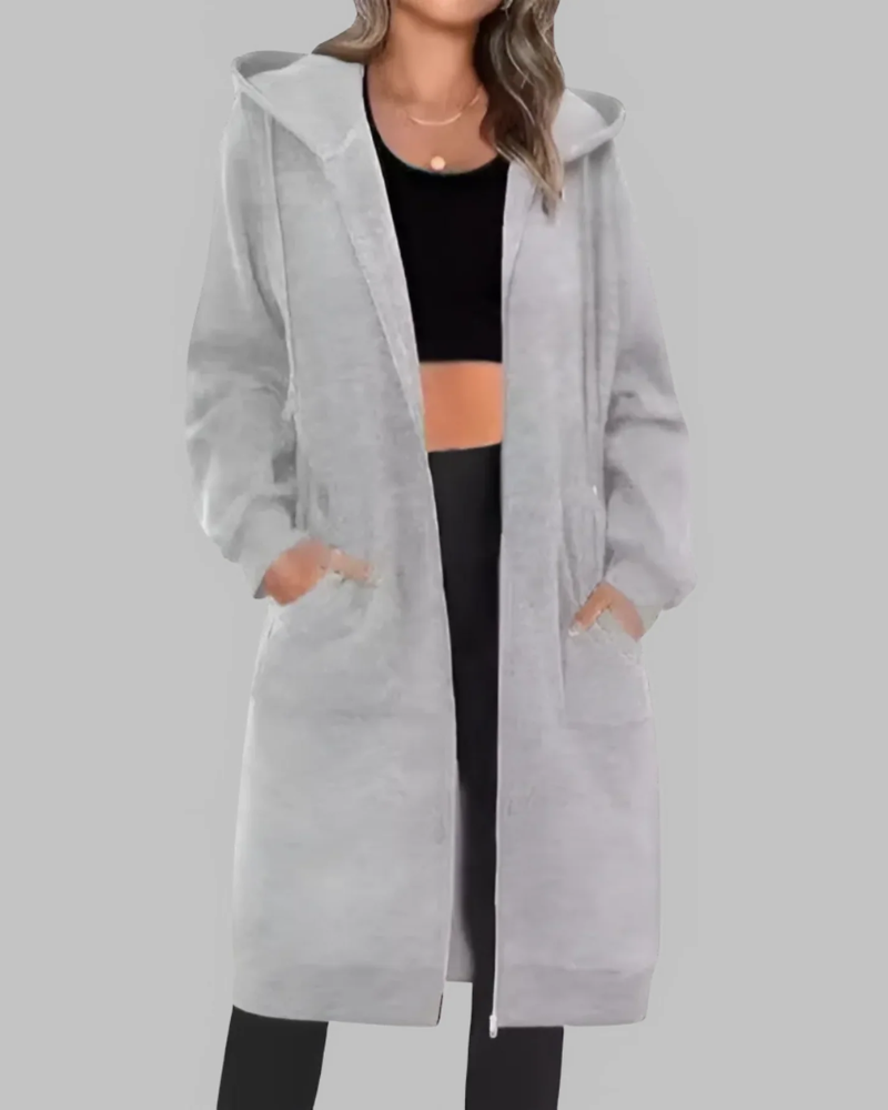 R&B | Lässige Zip-Up Übergroße Lange Jacke