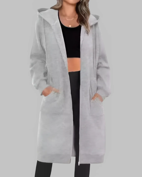 R&B | Lässige Zip-Up Übergroße Lange Jacke