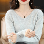 R&B | Pullover Damen V-ausschnitt Leichter und Weicher Strickpullover