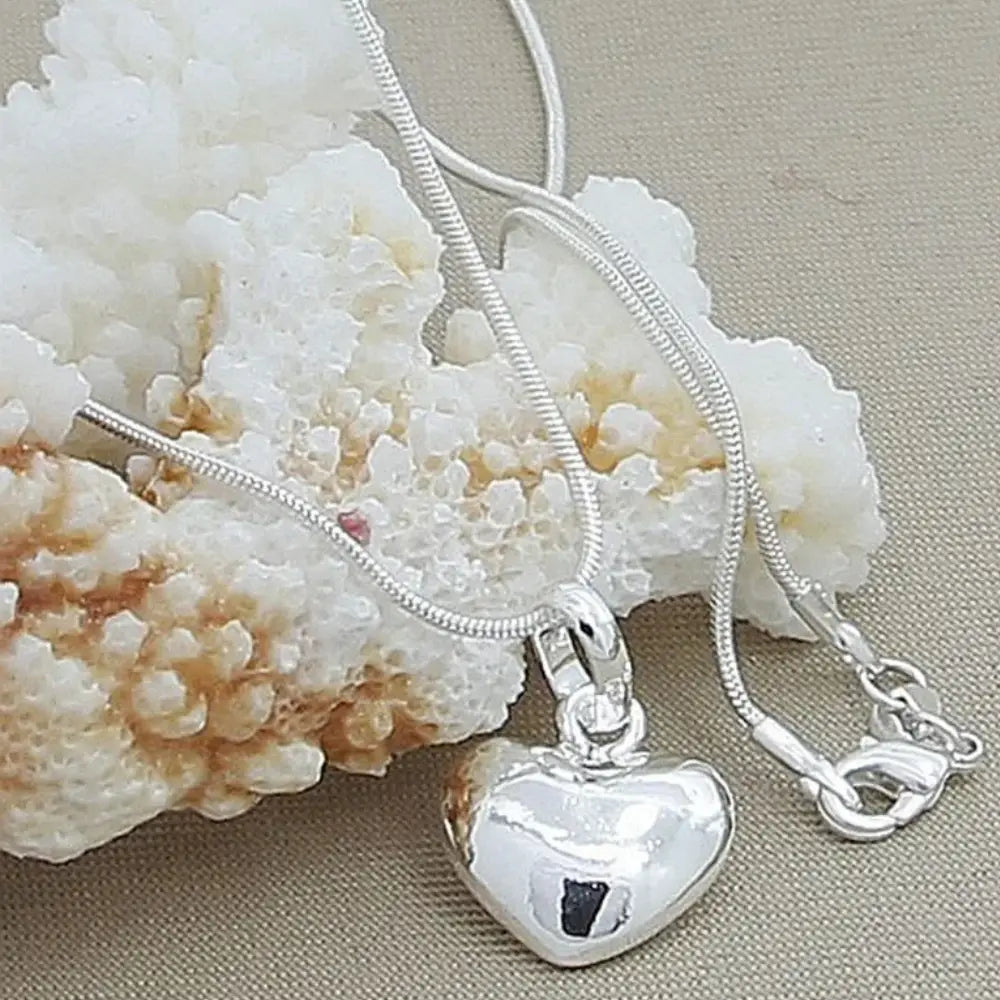 R&B | Sterling Silber Massiv Herz Kette Schlangenkette für Damen