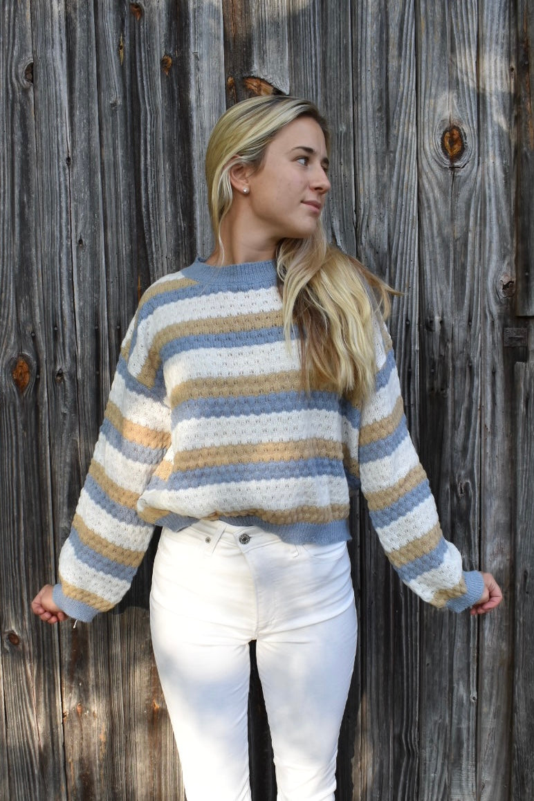 R&B | Bequemer gestreifter Strickpullover ideal für den Winter
