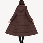 R&B | Damen Lange Pufferjacke mit Kapuze