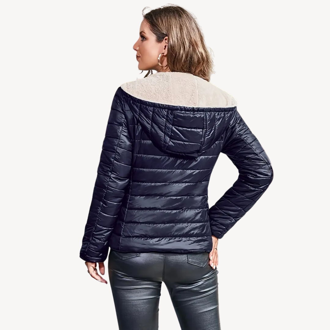 R&B | Damen Pufferjacke mit Sherpa-Futter und Reißverschluss