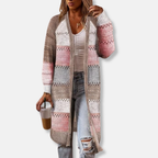 R&B | Woll Relaxed Fit Strickjacke Gestreifte Rippbündchen Strickjacke