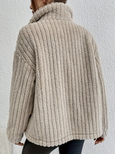 R&B | Teddy-Mantel Weicher Kunstpelz Knopfverschluss Lässiger Schnitt Stilvolles Design