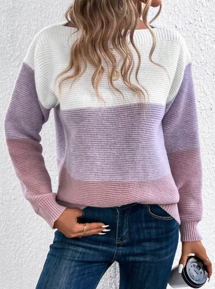 R&B | Elegante Dreifarbige Patchwork-Pullover