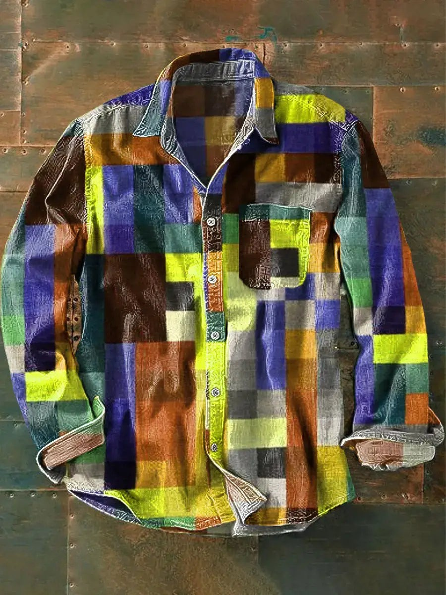 R&B | Stylisches Buntes Patchwork Button-Down Hemd