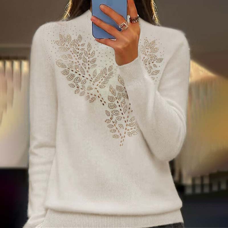 R&B | Strickpullover Mit Zartem Blättermuster