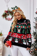 R&B | Hoher Hals Weihnachten Schneemann Stickerei Pullover