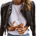 R&B | Schwarze Lederbikerjacke für Frauen