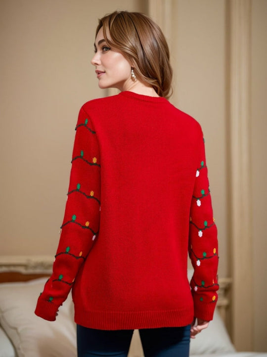 R&B | Bestickter Weihnachtbaum Strickpullover
