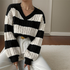 R&B | Langarmpullover für Frauen Schwarz Weiß