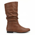 R&B | Flache Stiefel mit Falten Bis Zum Knie