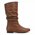 R&B | Flache Stiefel mit Falten Bis Zum Knie