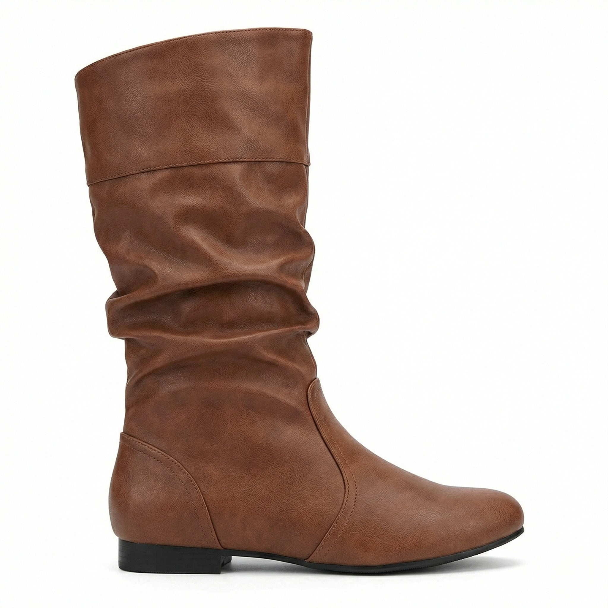R&B | Flache Stiefel mit Falten Bis Zum Knie