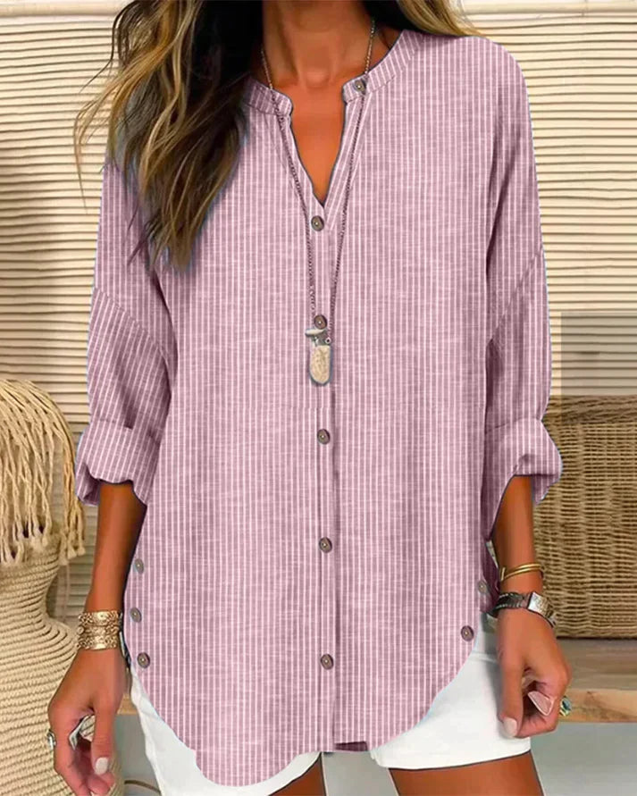 R&B | Charm Of Casualness Locker Geschnittene Gestreifte Bluse