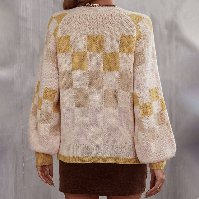 R&B | Gepunkteter Strickpullover mit Ballonärmeln Polyester Elegant, Bequem