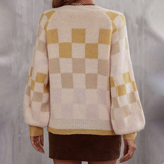 R&B | Gepunkteter Strickpullover mit Ballonärmeln Polyester Elegant, Bequem