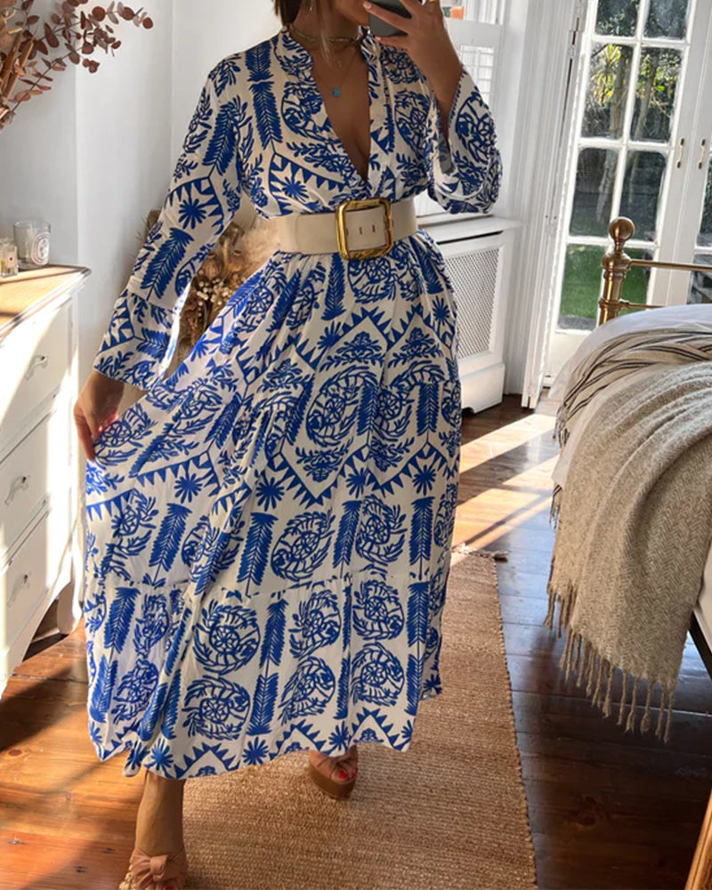 R&B | Langes Blaues Damenkleid Eleganz für Alltag & Anlässe