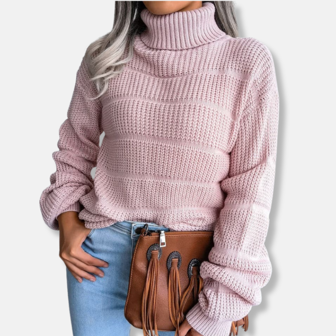 R&B | Rollkragenpullover Weiches Strickmaterial Gerippte Optik Lockere Passform Langärmlig