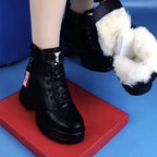 R&B | Damen High Top Leder Martin Stiefel ( mit Futter Aus Fell )