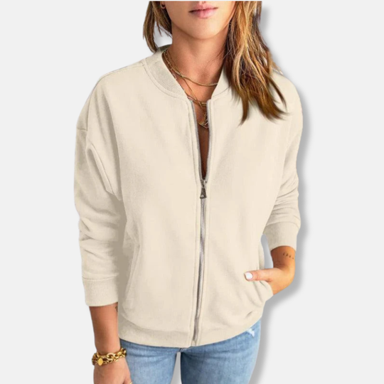 R&B | Jacke Leichtes Design Lockere Passform Reißverschluss Rippkante Lässiger Look