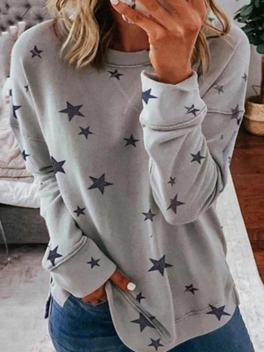 R&B | Warmer Stern Druck Rundhals Pullover Ideal für den Winter