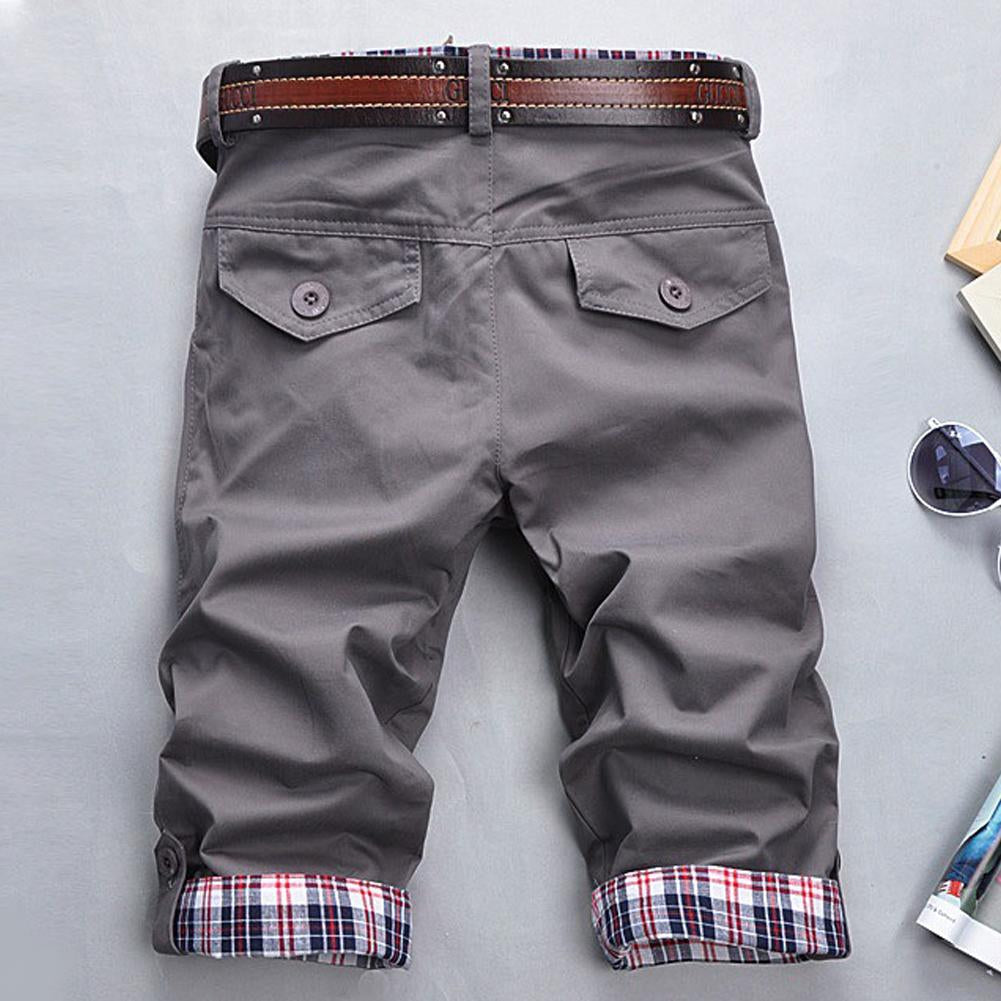 R&B – Hochwertige Shorts mit Gürtel und Karomuster